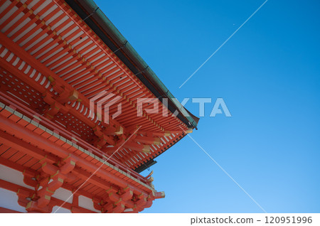 Fushimi Inari Taisha Shrine shining against the blue sky 120951996