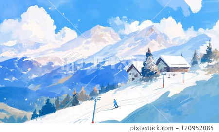 Spectacular views of snowy mountains at this ski resort | A quiet winter resort with blue skies and the Alps Spectacular views of snowy mountains at this ski resort | A quiet winter resort with blue skies and the Alps 120952085