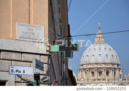 Saint Peters Square in Vatican City, Rome, Italy, sunny summer day 120952253