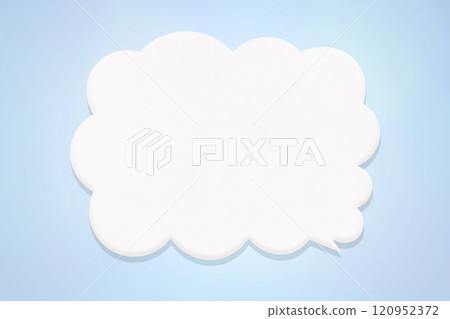淺藍色背景上圓形蓬鬆的雲狀白色語音氣泡 120952372