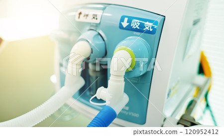 Medical, ventilator and hospital with healthcare machine for breathing and lung help at clinic. Cardiovascular, device and equipment with respiratory valve and monitoring at health center in Japan Medical, ventilator and hospital with healthcare machine for breathing and lung help at clinic. Cardiovascular, device and equipment with respiratory valve and monitoring at health center in Japan 120952412