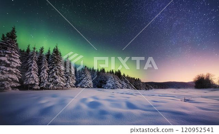 Aurora shining winter night 2 120952541