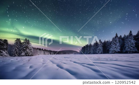 Aurora shining winter night 3 120952542