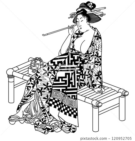 [Their appearance is the same as that of a traditional dance] - [Kitagawa Utamaro] 120952705