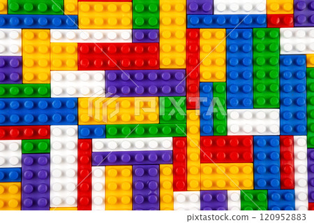 Abstract background texture of colored constructor blocks 120952883
