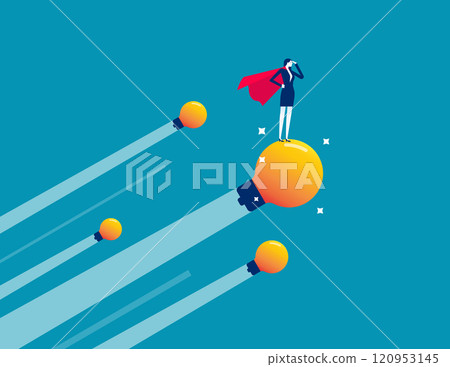 Leader looking direction and innovation. Business ideas vector flat style 120953145