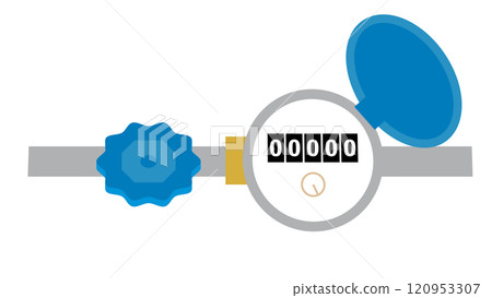 Water meter and stop valve illustration 120953307