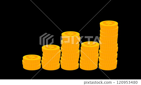 5 Pile of Money Coin Profit Bar chart Graph Money Coin Business Coins Tower 120953480