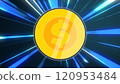 2D Coin in center And Super Fast Speed Lines Background 120953484