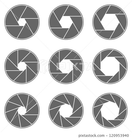 Camera aperture blade icon gray 120953940