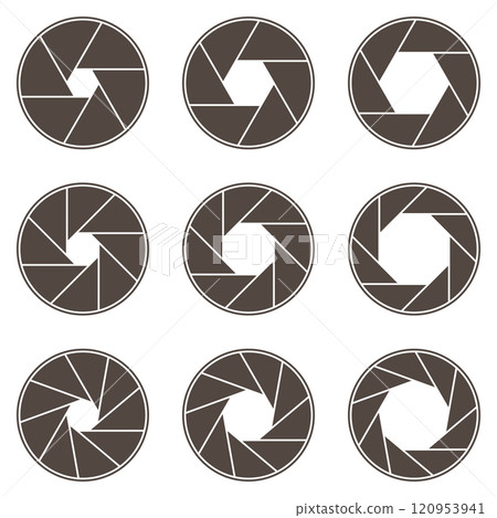 Camera aperture blade icon brown 120953941