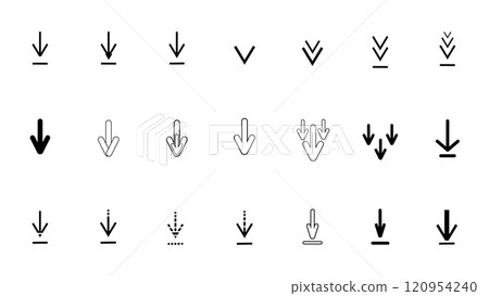 Set of file download signs on white background, download arrows, download simple icon vector, file download symbol isolated, software download icon, upload icon, download button collection Set of file download signs on white background, download arrows, download simple icon vector, file download symbol isolated, software download icon, upload icon, download button collection 120954240