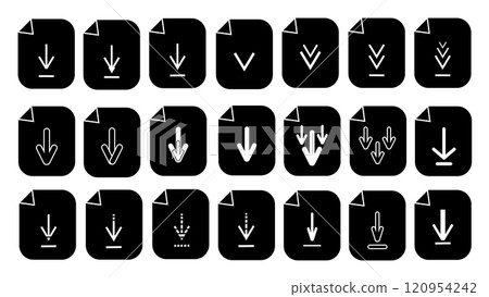 Set of download line icon isolated on white background, download arrows, download simple icon vector, file download symbol isolated, software download icon, web icon set, file transfer symbol Set of download line icon isolated on white background, download arrows, download simple icon vector, file download symbol isolated, software download icon, web icon set, file transfer symbol 120954242