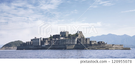 Panoramic view of Gunkanjima from the west (composite) 120955078