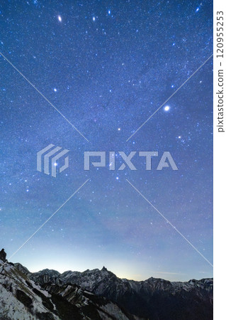 矢裡岳和北阿爾卑斯山的夜空 矢裡岳和北阿爾卑斯山的夜空 120955253