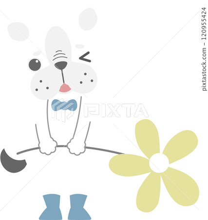 cute and lovely dog holding flower, happy valentines day, birthday, love concept, flat png illustration cartoon character costume design cute and lovely dog holding flower, happy valentines day, birthday, love concept, flat png illustration cartoon character costume design 120955424