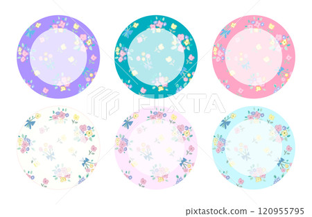 Pastel floral frame (transparent background) 120955795