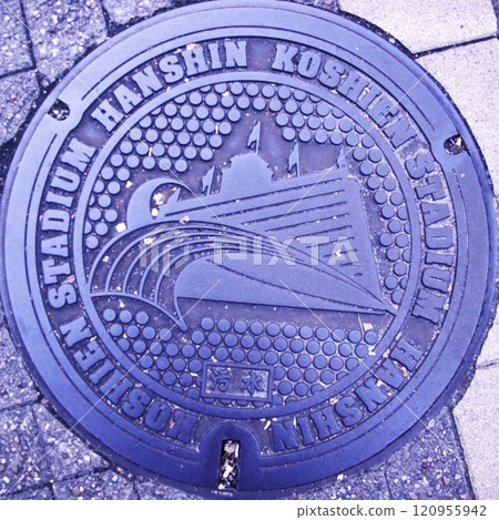A manhole designed with the Hanshin Koshien Stadium A manhole designed with the Hanshin Koshien Stadium 120955942