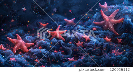 Multiple stars shining in the night sky 120956112