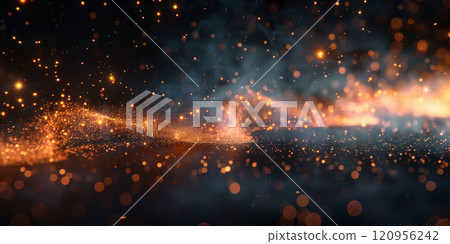 A blur of gold and black lights shining in the dark 120956242