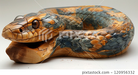 Detailed view of a snake on a plain white background 120956332