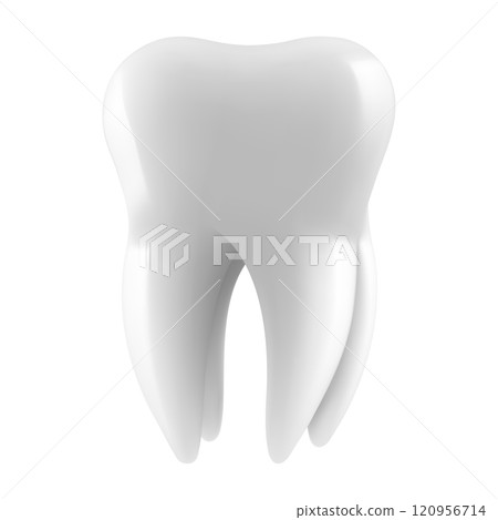 Healthy white tooth close up isolated on white background. Dental, medicine and health concept design element. Realistic 3d vector illustration, 120956714