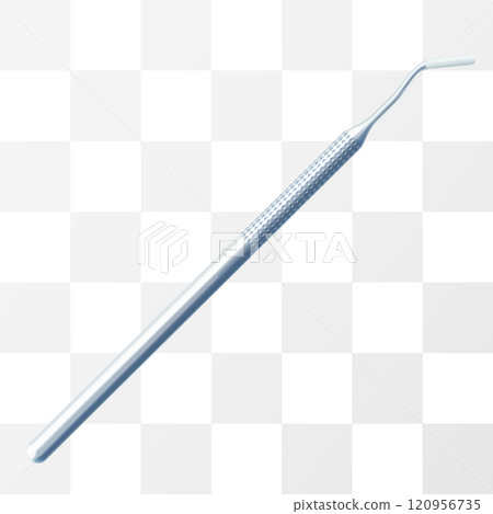 Periodontal scaler, Tooth cleaning pick icon, isolated on transparent background. Steel dental tool. Realistic 3d vector illustration element design 120956735