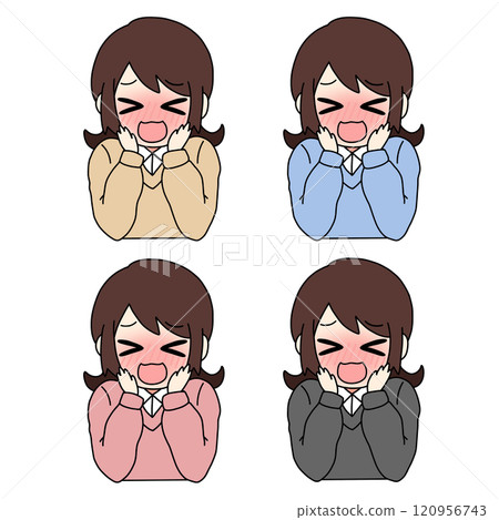 害羞女性的插圖集 120956743