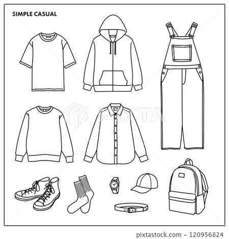 服飾時尚單色插圖集 120956824