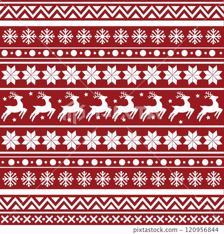 Seamless Scandinavian pattern for Christmas and New Year for winter hat, ugly sweater, jumper, paper or other designs. Seamless Scandinavian pattern for Christmas and New Year for winter hat, ugly sweater, jumper, paper or other designs. 120956844