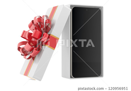 Smartphone Phone inside gift box, present concept. 3D rendering 120956951