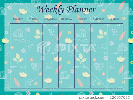 Weekly planner list worksheet design template. Blank printable goal setting sheet 120957035