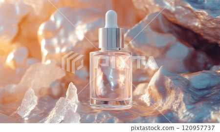 A luxury face serum with a pearl background. 120957737