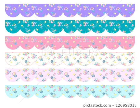 Pastel-toned floral border (transparent background) 120958015