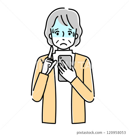 一位無法操作智慧型手機的老年人 120958053