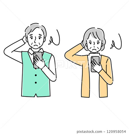 一位無法操作智慧型手機的老年人 120958054