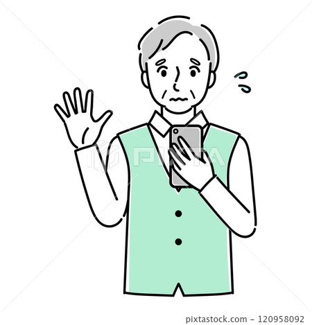 一位無法操作智慧型手機的老年人 120958092