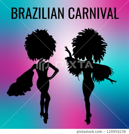 Silhouette of Brazilian Carnival women.  120958236