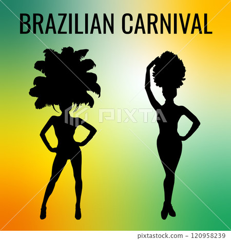 Silhouette of Brazilian Carnival women. Silhouette of Brazilian Carnival women. 120958239