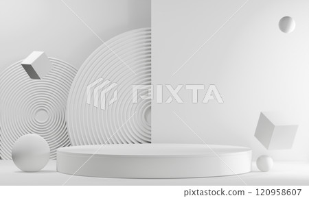 white stage podium decoration suitable for products.3D rendering 120958607