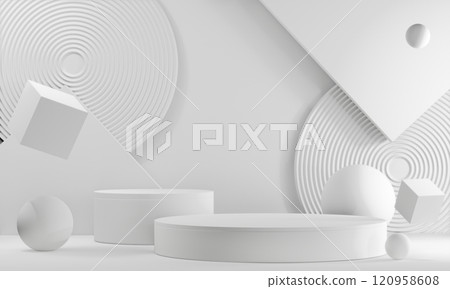 white stage podium decoration suitable for products.3D rendering 120958608
