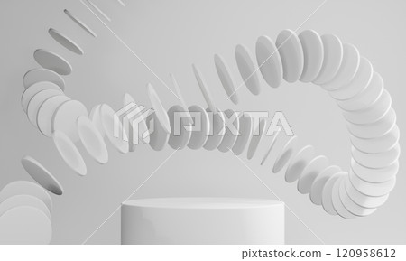white stage podium decoration suitable for products.3D rendering white stage podium decoration suitable for products.3D rendering 120958612