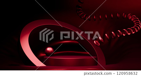 Dark red style. Fashion product background, stand product podium display with blank backdrops. 120958632