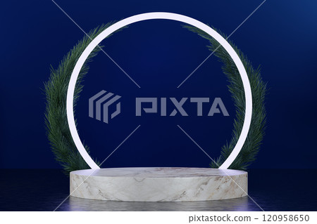 Dark blue geometric background, japanese style podium blue concept .3d rendering 120958650