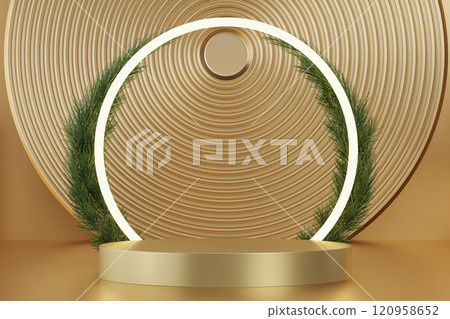 Gold stage podium decoration suitable for products.3D rendering 120958652
