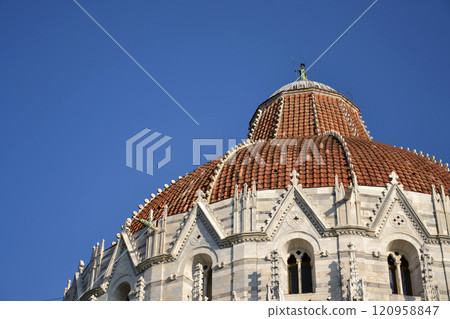 The Pisa Baptistery of St. John, Italy, sunny summer day 120958847