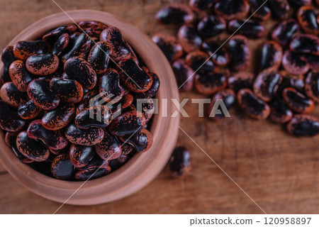 Phaseolus coccineus, known as runner bean, scarlet runner bean, or multiflora bean, Fabaceae. 120958897