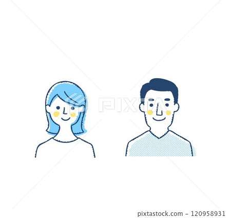 Smiling couple facing forward Smiling couple facing forward 120958931