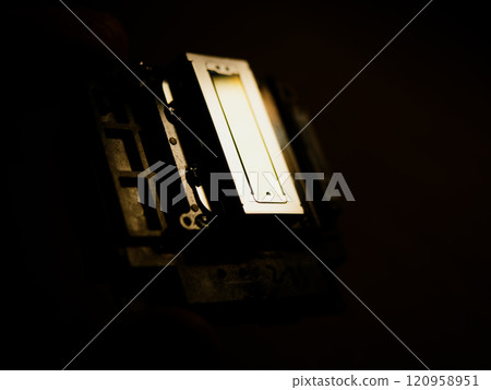 Inkjet Print Head details. Piezoelectric Printing Technologies. Miniature Color Ink Jet Nozzles for Photorealistic High Resolution Printing. Control cable connector. October 10, 2024 - Rovinj, Croatia Inkjet Print Head details. Piezoelectric Printing Technologies. Miniature Color Ink Jet Nozzles for Photorealistic High Resolution Printing. Control cable connector. October 10, 2024 - Rovinj, Croatia 120958951