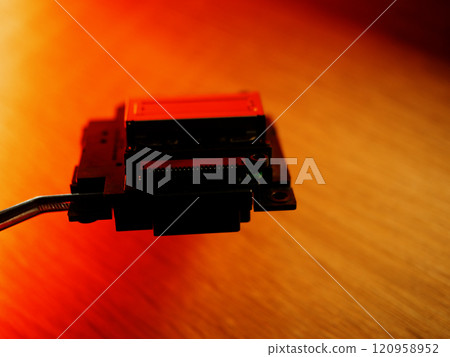 Inkjet Print Head details. Piezoelectric Printing Technologies. Miniature Color Ink Jet Nozzles for Photorealistic High Resolution Printing. Control cable connector. October 10, 2024 - Rovinj, Croatia Inkjet Print Head details. Piezoelectric Printing Technologies. Miniature Color Ink Jet Nozzles for Photorealistic High Resolution Printing. Control cable connector. October 10, 2024 - Rovinj, Croatia 120958952